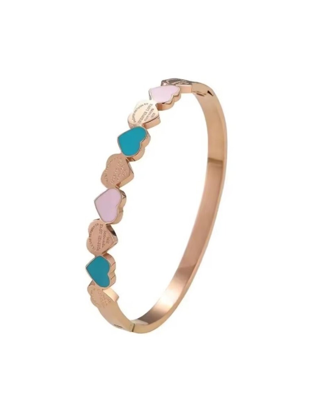 Pastel Hearts Love Rose Gold Bangle - Picture 2 of 4
